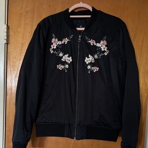 American Eagle Silk Floral Bomber Jacket